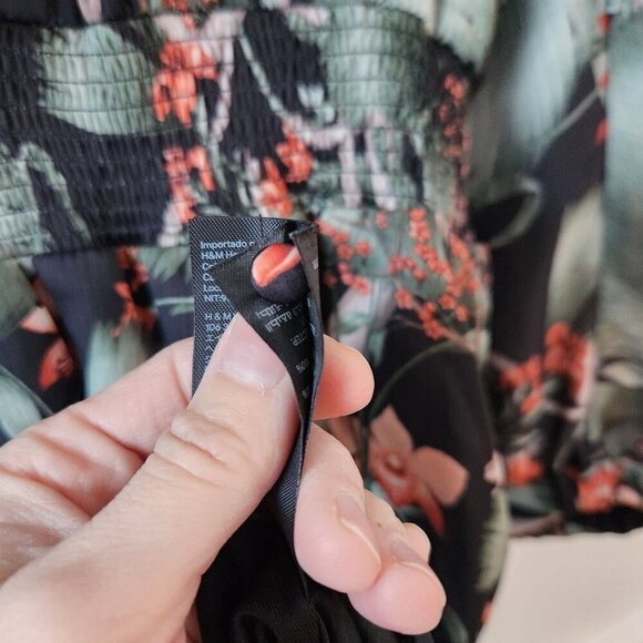 Joanna Ortiz X H&M Tropical Floral Long Sleeve Mini Dress Green Women's XL - Picture 8 of 8